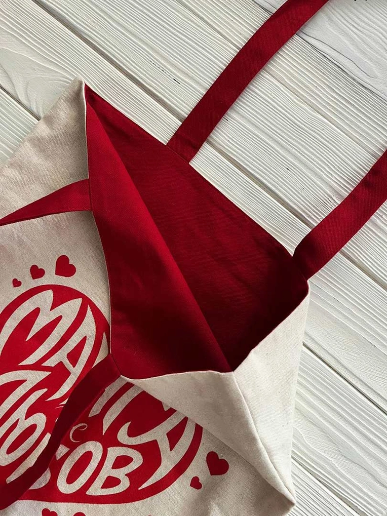 Унікальний шопер «Манґа — це любов» із червоною підкладинкою - Зображення 5